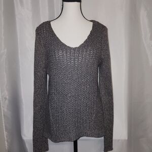 RD Style Womens Charcol and Tan Cable Knit Pullover Sweater Size Small